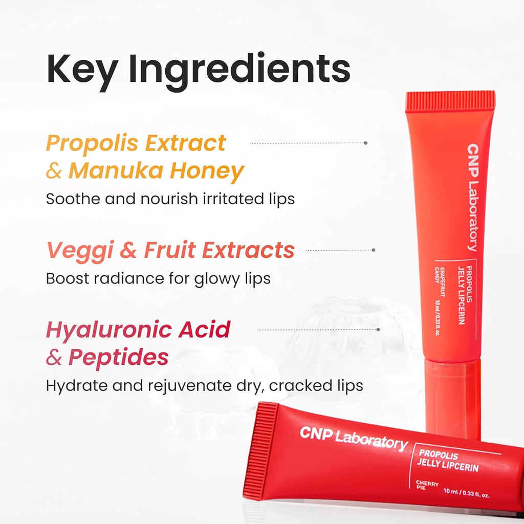 CNP Propolis Jelly Tinted Lipcerin™ - 03 Caramel Pudding, Hydrating Lip Balm & Gloss with Manuka Honey + Hyaluronic Acid, Korean Skincare, 0.3 fl.oz.