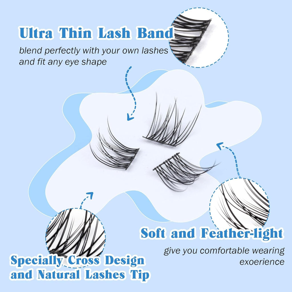 Natural Lash Clusters DIY Eyelash Extension Wispy 144 Pcs Individual Cluster Lashes Extension at Home C-curly 9-11MM Eyelash Cluster Faux Mink False Lashes by Newcally