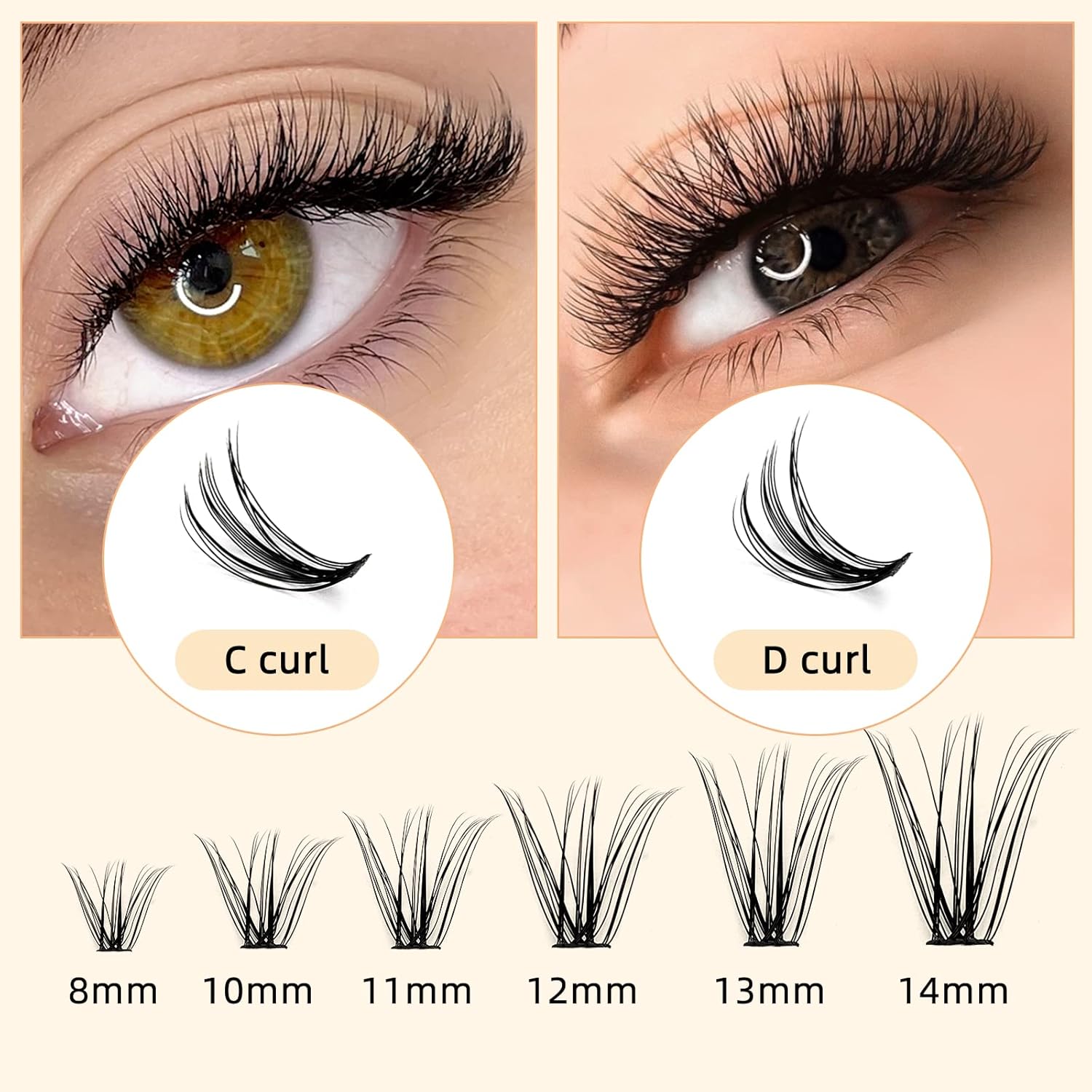 QUEWEL Lash Clusters 240Pcs Individual Lashes 20D+30D C Curl 8-14mm Length DIY Lash Extension Soft False Eyelashes Wispy Cluster Lashes Easy to Create Natural Look At Home(20D+30D-C-MIX8-14)