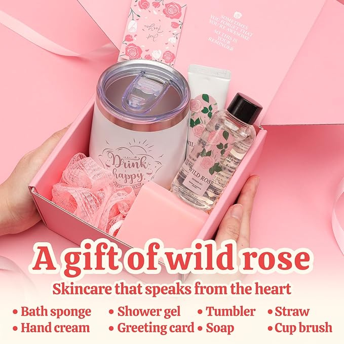 Spa Gifts for Women Bff Love Bath Sets, Rose 6pc Bath and Body Gift Sets, Self Care Gifts, Mothers Day Gifts