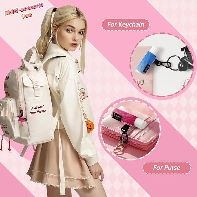 Chapstick Holder Key Chain, Lip Balm Holder for Chapstick Lip Gloss, Elastic Sleeve Chapstick Keychain Holder for Keys Purse Lanyard Gift for Women Girls (Gradual, 4pcs)