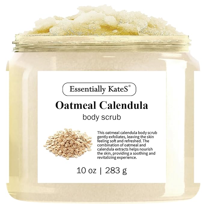 Oatmeal + Calendula Body & Foot Scrub 10 oz - Very Gentle, and Perfect for Sensitive Skin, for a complete spa-like experience - The best stocking stuffer.