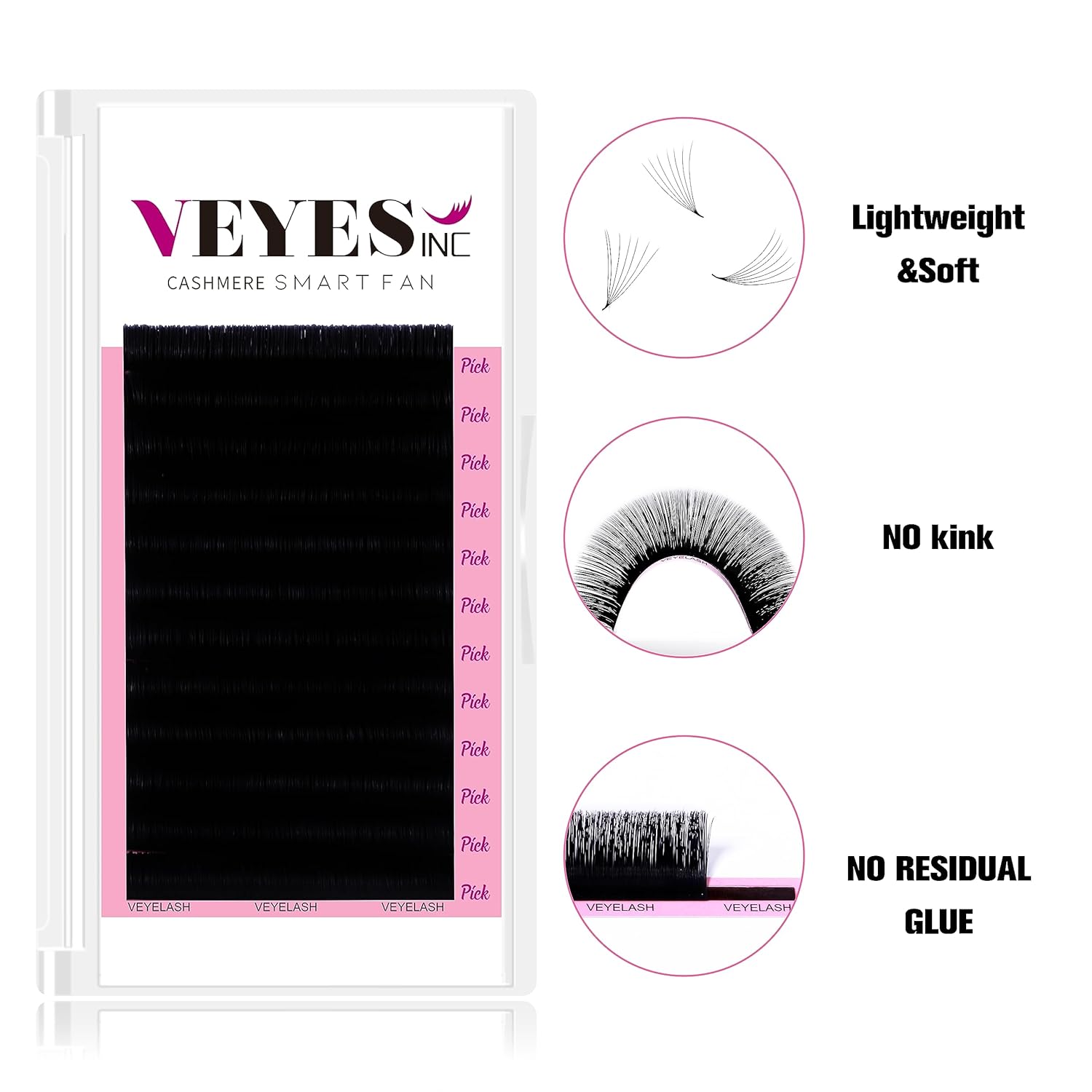 VEYES INC Cashmere Smart Fan Lash Extensions 0.03 0.05 0.07 C/CC/D Curl 8-20mm Mixed & Single Length, Super Matte Black Volume Lashes, Professional Supplies for Lash Techs (0.05 CC 13mm)