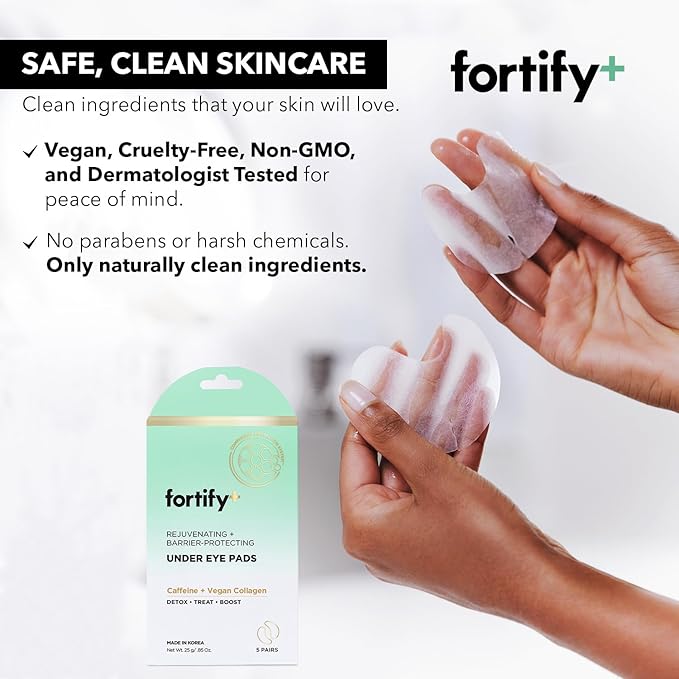 Fortify 9-in-1 Korean Under Eye Pads with Zeolite - Anti Dark Circles & Puffy Eyes Treatment, Dermatologist Tested - 10 Pairs (2 Pack)