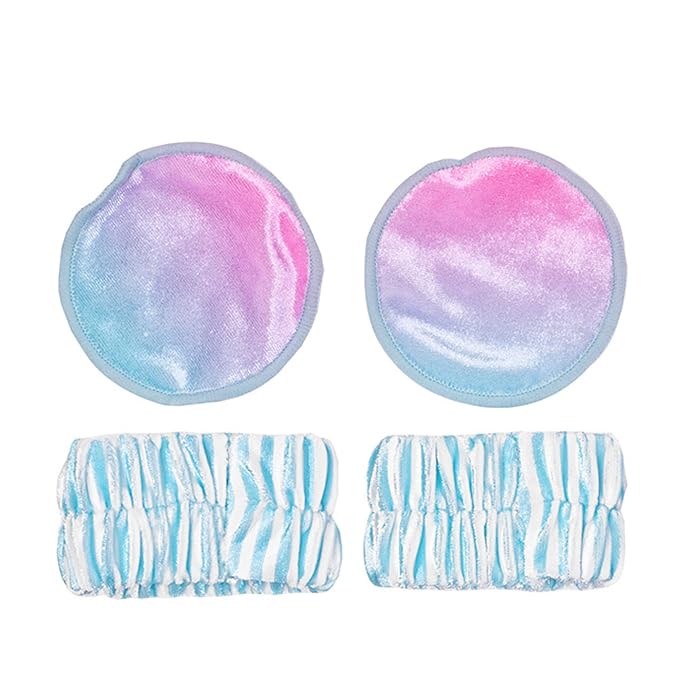 Lilly Pulitzer Self Care Kit, Spa Gift Set for Women with Spa Headband, 2 Face Wash Pads, 2 Wristbands, and Scrunchie (Summer Serenade)