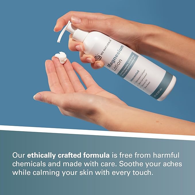 Unscented Magnesium Lotion for Sleep - Helps with Muscle Relaxation, Soothes Tired Legs, Supports Restful Nights, Moisturizes & Hydrates Skin - 8 fl oz - Magnesium Cream, Butter, Topical Magnesium