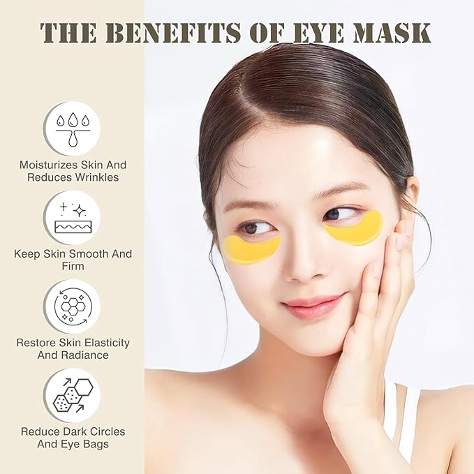 60PCS Under Eye Patches for Women,Under Eyes Masks for Dark Circles and Puffiness, 24K Gold Eyes Bags Treatment, Anti-Wrinkle Face Mask Skincare, Moisturize and Reduce Eyes Lines to Revitalize You