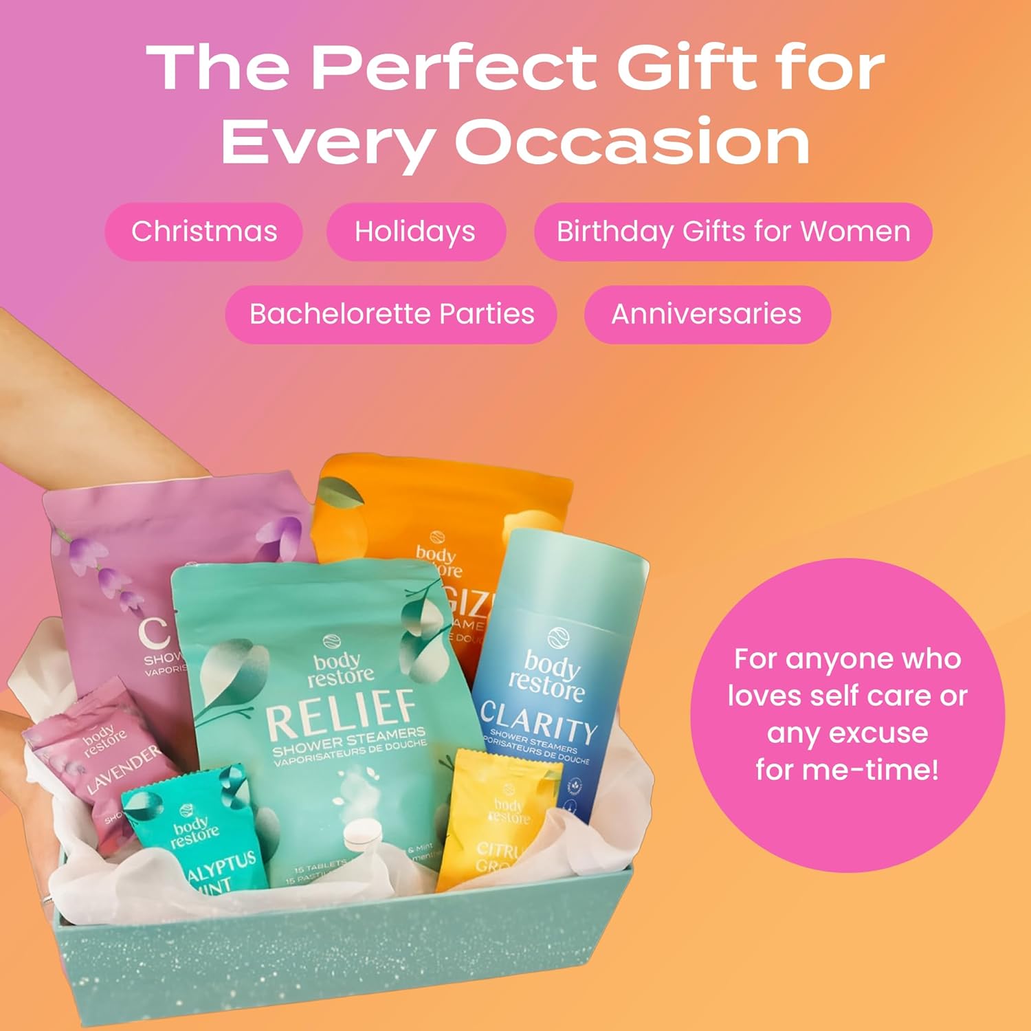 Body Restore Shower Steamers Aromatherapy 6 Pack - Christmas Stocking Stuffers for Men, Birthday Gifts for Women, White Elephant, Relaxation, Self Care - Citrus