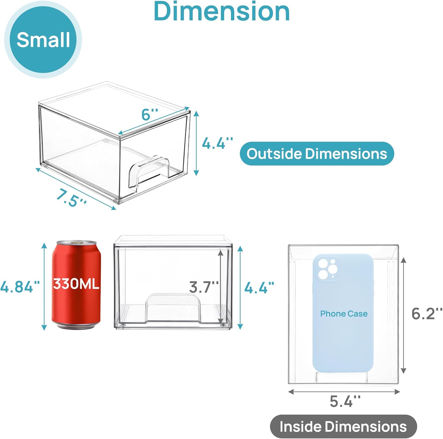 Vtopmart 4 Pack Clear Small Stackable Storage Drawers,Acrylic Bathroom Makeup Organizer,Plastic Storage Bins For Vanity, Undersink, Kitchen Cabinets, Pantry, Home Organization