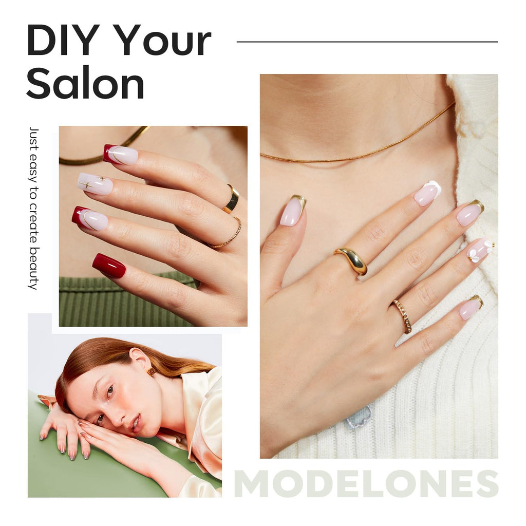 Modelones Short Square Fake Nail Tips - 510Pcs Gel Tips Pre-shaped Half Matte Full Cover Clear Acrylic Gel Kit False Press on Nails for Extension DIY Salon 15Sizes