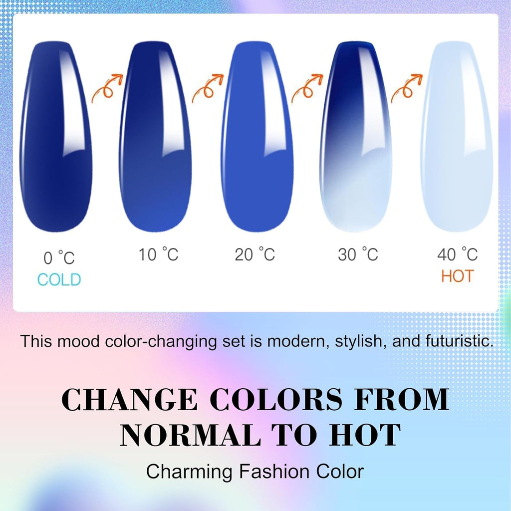 Color Dip Powder Set, 6 Colors Mood Changing Dip Powder Color Change, Glossy Nail Art Manicure DIY Salon Home Gift for Ladies (YYSDDPS-No.12-6PCS)