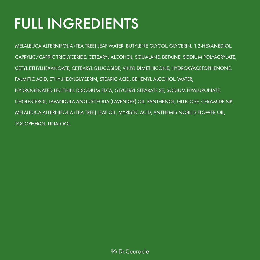 Dr.Ceuracle Tea Tree Purifine Cream - Korean Skincare Calming Moisturizer with Pantenol, Ceramide, Soothes for Sensitive Skin (50g / 1.76 oz.)