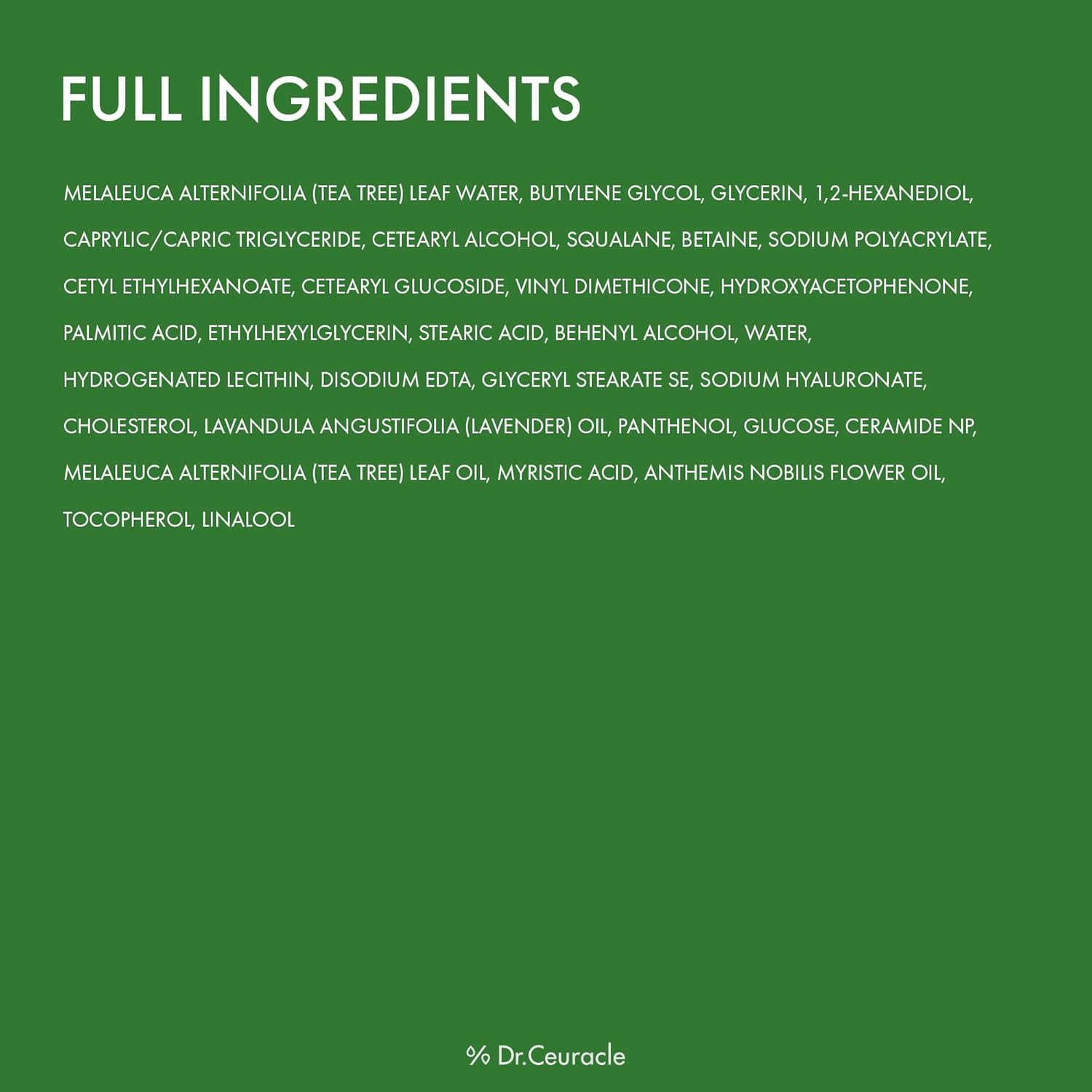 Dr.Ceuracle Tea Tree Purifine Cream - Korean Skincare Calming Moisturizer with Pantenol, Ceramide, Soothes for Sensitive Skin (50g / 1.76 oz.)
