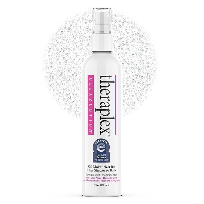 Theraplex Clear Lotion Spray (8 oz) - Natural Jojoba Oil, No Parabens or Preservatives, Noncomedogenic and Hypoallergenic, Dermatologist recommended - National Eczema Association Seal of Acceptance