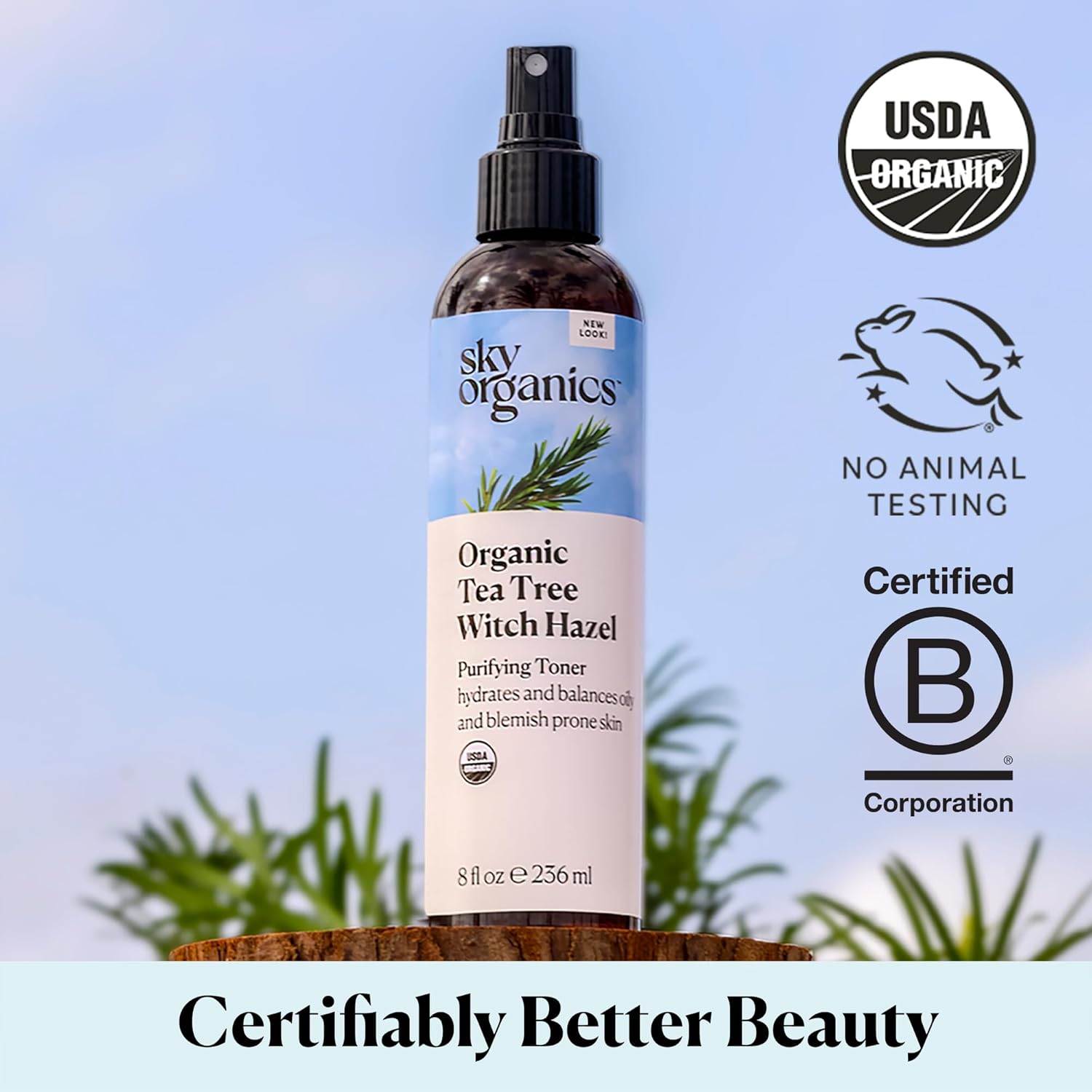 Sky Organics Organic Tea Tree & Witch Hazel for Face, Purifying Facial Toner to Hydrate, Soothe, Cleanse and Balance Blemish-Prone Skin, Helps Minimize The Appearance of Pores, 8 fl oz webook