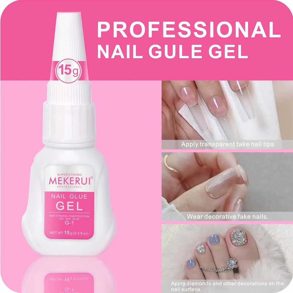 Super Strong Nail Glue for Press on Nails Resists Dripping and Clogging. It Dries Rapidly in 7 Seconds sans UV Light, Offers Long Lasting 30+ Days, is Waterproof, and Meets Professional Salon