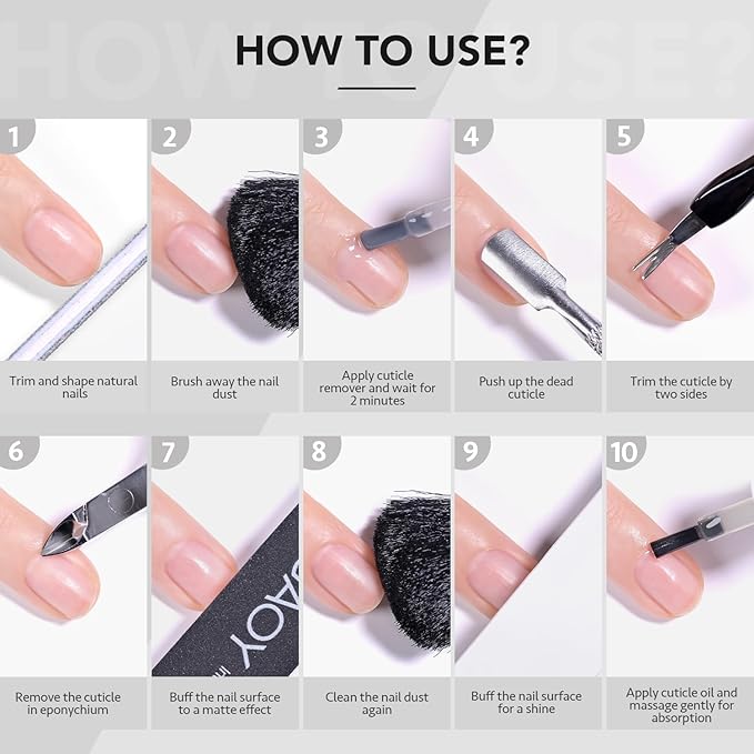 GAOY Cuticle Remover Kit with 6Pcs Cuticle Oil Pen Set