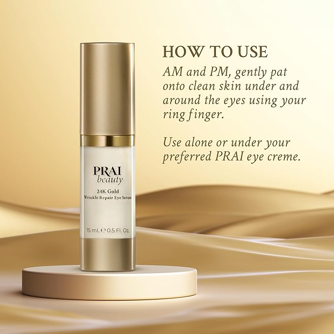 PRAI Beauty 24K Gold Wrinkle Repair Eye Serum - Anti-Aging & Anti-Wrinkle Serum - 0.5 Oz