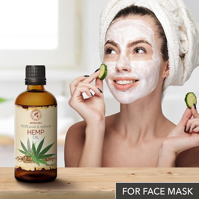 Hemp Oil 3.4 Fl Oz - Pure & Natural - Cold Pressed Hemp Seed Oil - Unrefined Carrier Oil for Essential Oils - for Skin - Nails - Lips - Hair - Face & Body Care