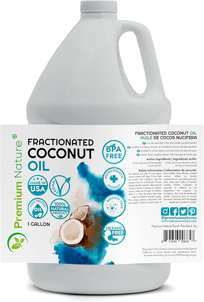 Fractionated Coconut Oil Massage Oil - Cold Pressed Oil Best Carrier Oil for Essential Oils Mixing Body Oils for Women Dry Skin Moisturizer Coconut Oil for Skin, Coconut Oil Hair Oil Body Oil 1 Gallon