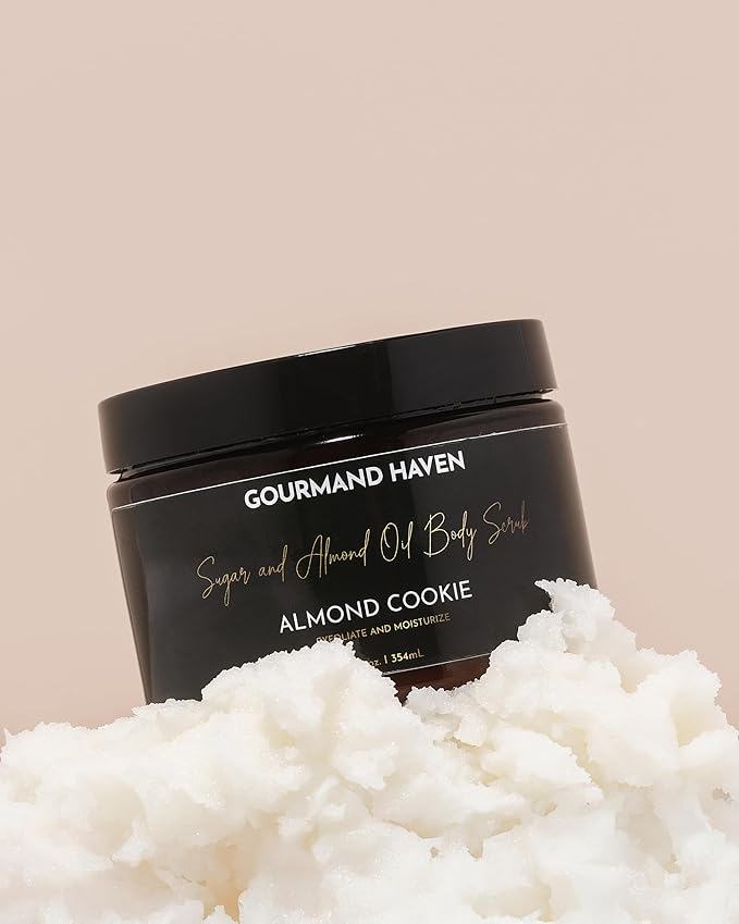 Sugar and Almond Oil Body Scrub - Gentle Moisturizing Body Exfoliation - Made with Coconut, Almond, and Jojoba Oils and Shea Butter