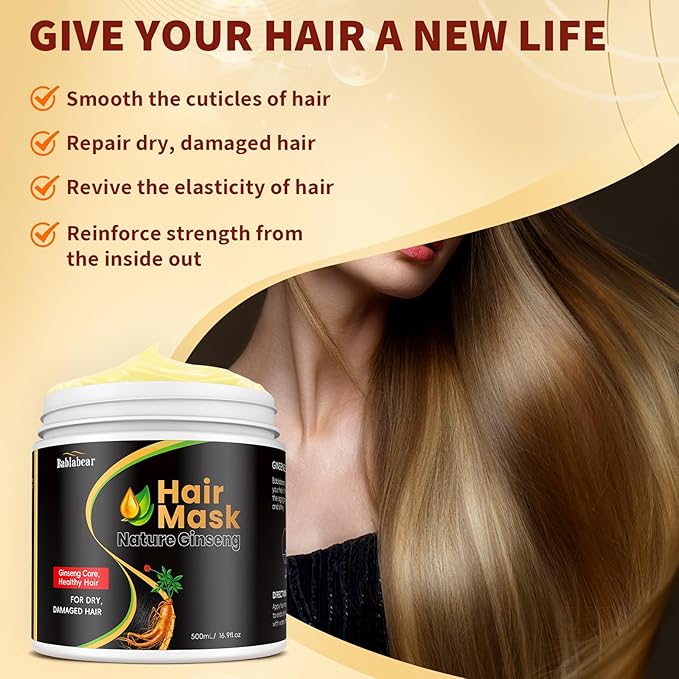 Bablabear Hair Mask Treatment for Dry Damaged Colored Hair and Brown Hair Dye Shampoo 3 in 1 Bundle Set