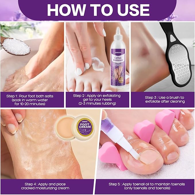 foot salt set Foot Soak with Epsom Salt - For Toenail Repair, Athletes Foot, Softens Calluses, Soothes Sore & Tired Feet…