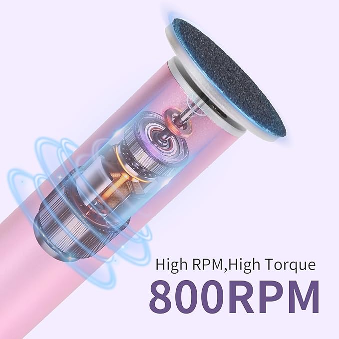 Professional 800RPM Electric Foot Callus Remover with 120pcs Sandpaper Discs, 4.8IN Aluminum Callus Remover for Feet, Stepless Speed Control Foot File for Dead Skin (Black)