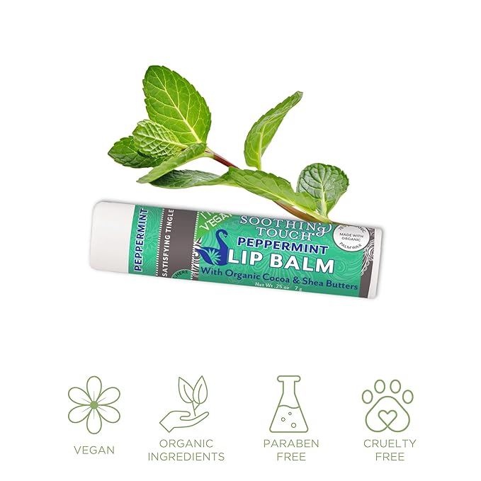 Vegan Lip Balm Set - Variety Pack of 3 Soothing Touch Lip Balms. Large 0.25 oz size. Includes Bonus Muslin Pouch (3 x 4 in) Unique Gift Bundle from Tiny Seed (Coconut Lime, Pomegranate, Peppermint)