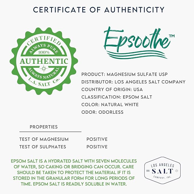 Epsoothe 2.2 Lbs Epsom Salt Bath & Foot Soak and Scrub | Pure & Natural Magnesium Sulfate USP | Relieves Sore Muscles & Joints, Promotes Healing