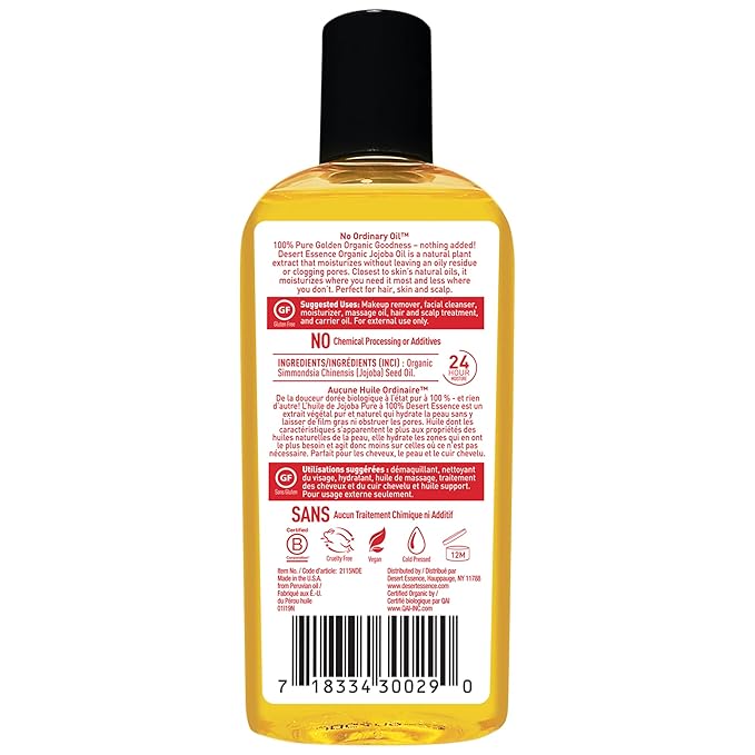 Desert Essence Organic Jojoba Oil -- 4 fl oz (Pack of 2)