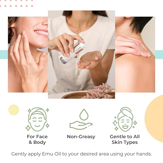 Emu Oil Skin Moisturizer - Scalp, Hair, Face, Body & Nail Moisturizer with Omega 3, 6, 9, Vitamins, & Minerals - Body & Face Serum for Fine Lines, Stretch Marks, Dry Lips & Cuticles - 1L, Unscented