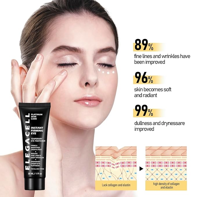 Elegacell Temporary Eye Tightener Cream Instant Firm Eye - Smooth the Look of Fine Lines, 1 Fl oz / 30ml