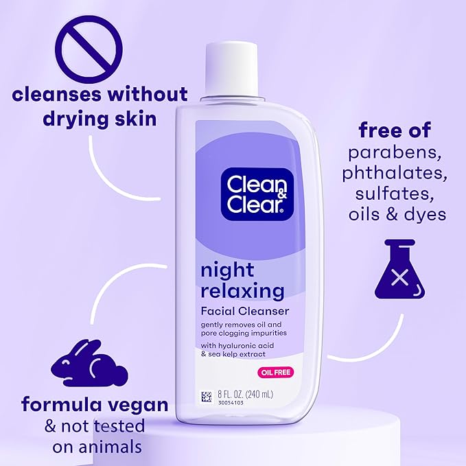 Clean & Clear Night Relaxing Deep Cleaning Face Wash, 8 Fluid Ounce (Packaging May Vary)