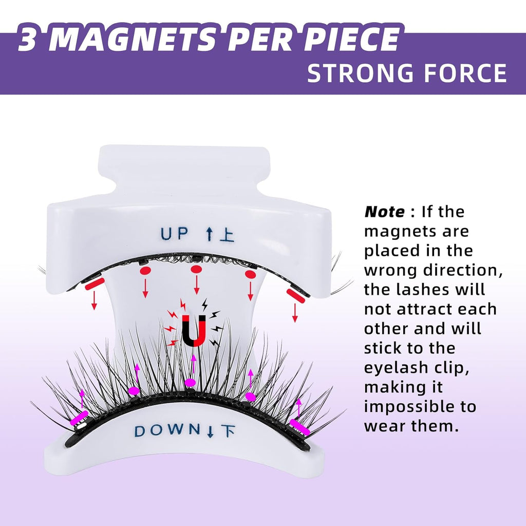 B&Qaugen Magnetic Eyelashes with Applicator Lashes Reusable Glue-Free Natural Look Cluster Kit Easy to Wear and Remove（M03）
