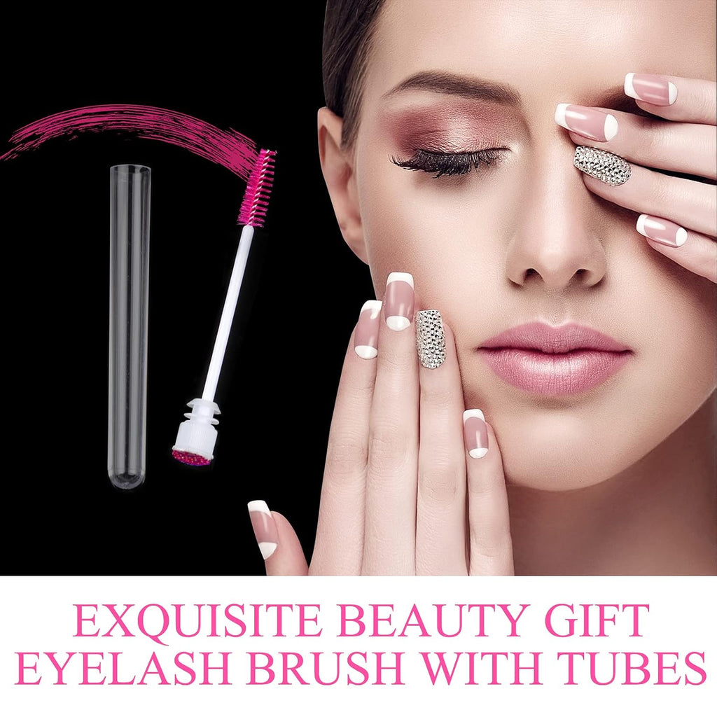 50 Piece Disposable Mascara Brushes Eyelash Extension Brush Diamond Mascara Wands with Tube Spoolies Lash Brush Makeup Tool Lash Extension Supplies (Scale D Pink 50)