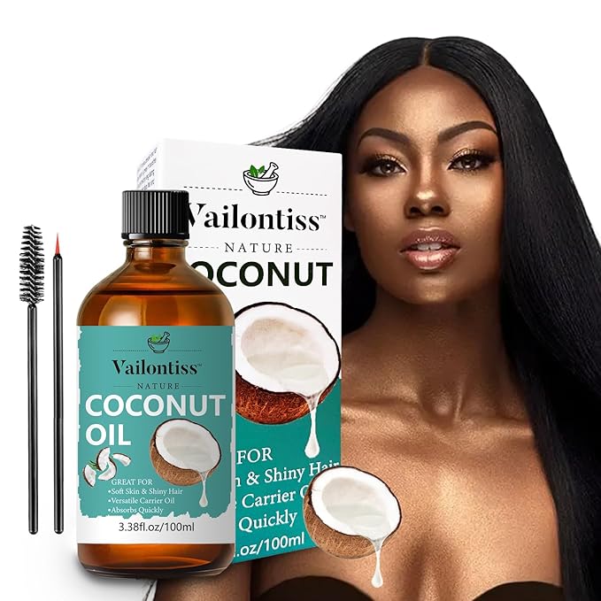 Coconut Oil - Carrier Oil for Hair Growth,Relaxing Massage and Body Oil, Pure Non-Greasy Coconut Oil for All Hair Types and Skin(Coconut Oil, 3.4 Fl Oz)