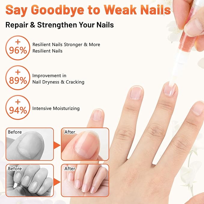 Meschett 2PCS Cuticle Oil Pens for Nail Care,Cuticle Revitalizer Oil Pen with Soft Brush,Cuticle Oil to Prevent Nail Cracking and Dry (Lily & Rose Flavor)