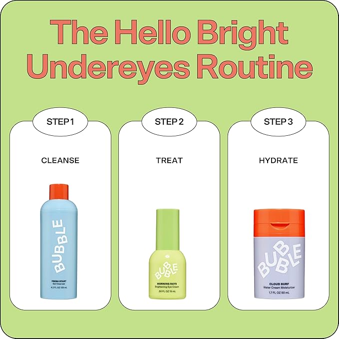 Bubble Skincare Morning Rays Brightening Eye Cream - Vitamin C Under Eye Cream for Dark Circles & Puffiness - Enriched with Green Tea Extract to Calm, Protect & Soothe Skin (15ml)