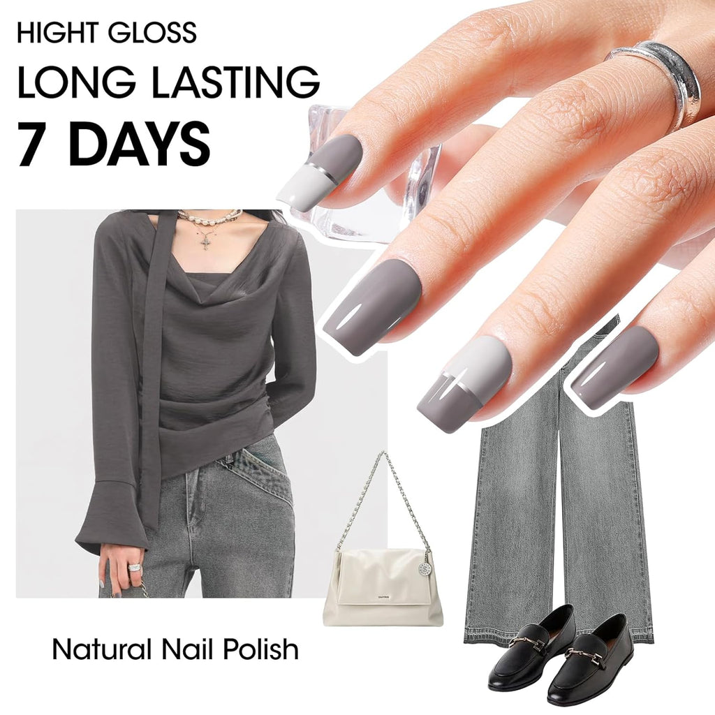GELLEN Gray Nail Polish Set, Fall Winter Trendy Grey Regular Nail Polish Quick Air Dry 6 Dark Light Colors for Women Gifts DIY Fingernail Toe Nails Home Salon, Not Gel, Hema Free, Non-toxic, No Chip
