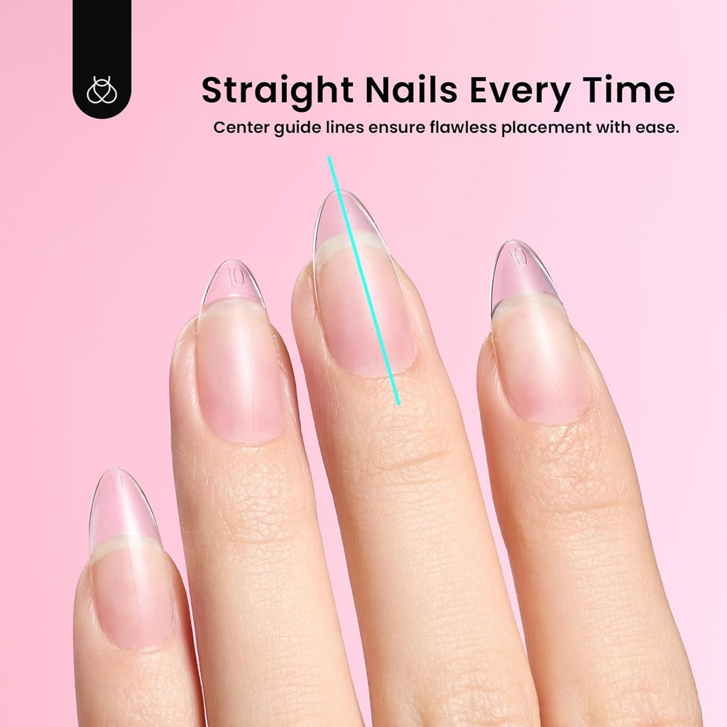 Beetles Medium Almond Nail Tips: 288PCS Medium Almond Matte Clear False Acrylic Press on Nails Tips 12 Sizes Pre-shape Full Cover Nail Tips Nail Extension DIY Valentines Day Gifts for Women