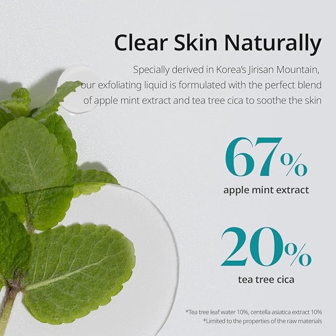 Goodal Apple Mint AHA BHA Exfoliating Serum, 2.5% AHA, 0.5% BHA Salicylic Acid for Blackheads Enlarged Pores Wrinkles and Fine Lines Face Exfoliators, 18 Free Formula, 1.69 fl. oz.