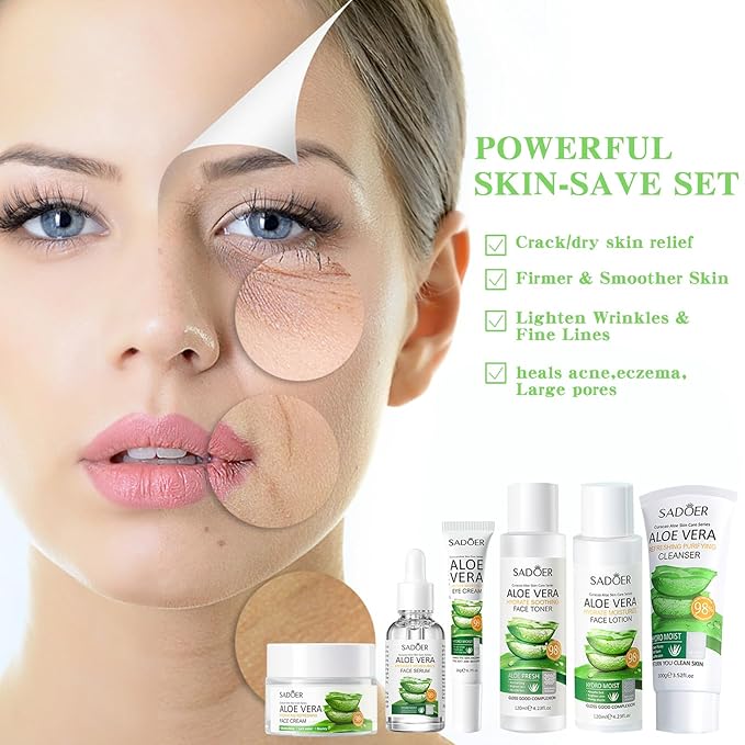 Aloe Vera Daily Skin Care Gift Box Set Daily Moisturizing & Nourishing Fresh Orange Essence Skin Care Set Vitamin Essence Six-piece Set For Valentine's Day And Festival Gift