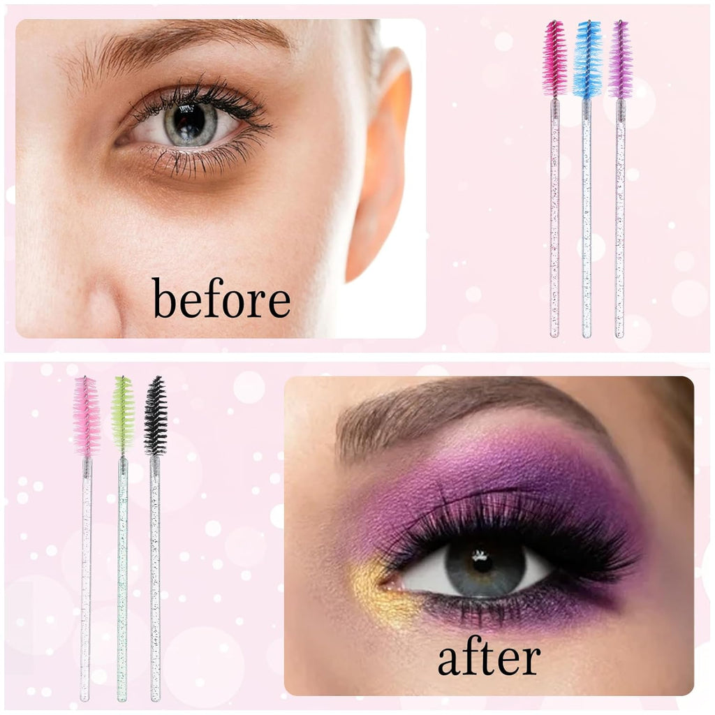 1200 Pcs Disposable Mascara Wands Crystal Eyelash Spoolies Eye brow Brush for Eye Lash Extension Colorful Eyebrow brush disposable eyelash wands Makeup brushes