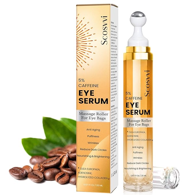 Caffeine Eye Serum For Dark Circles, Eye Cream For Anti Aging, Puffiness & Fine Lines, Skin Care For Women & Men