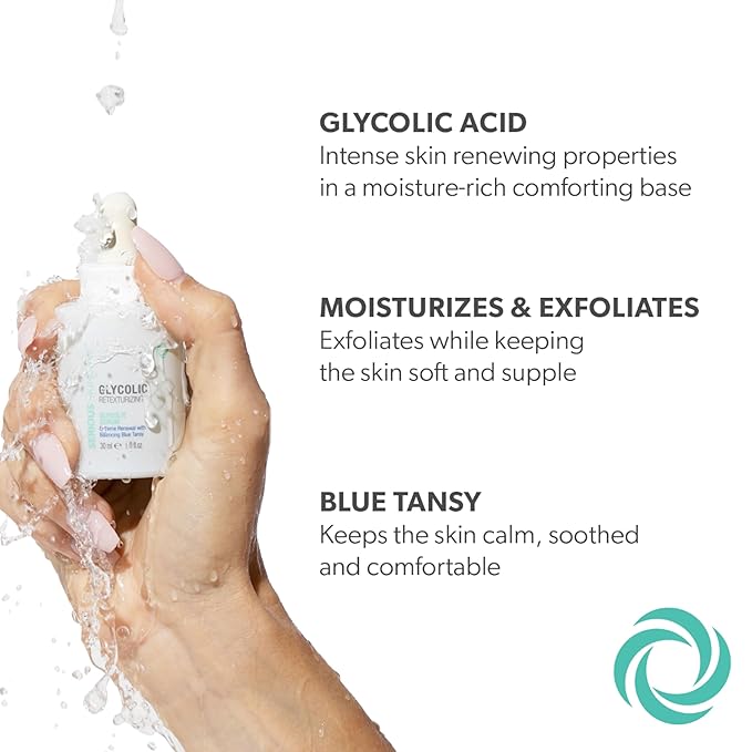 Serious Skincare Glycolic Acid Retexturizing Serum with Balancing Blue Tansy Extract - Diminish Lines & Wrinkles - Soften Rough Skin Texture - AHA - Anti-Aging Skin Treatment - 1 oz.