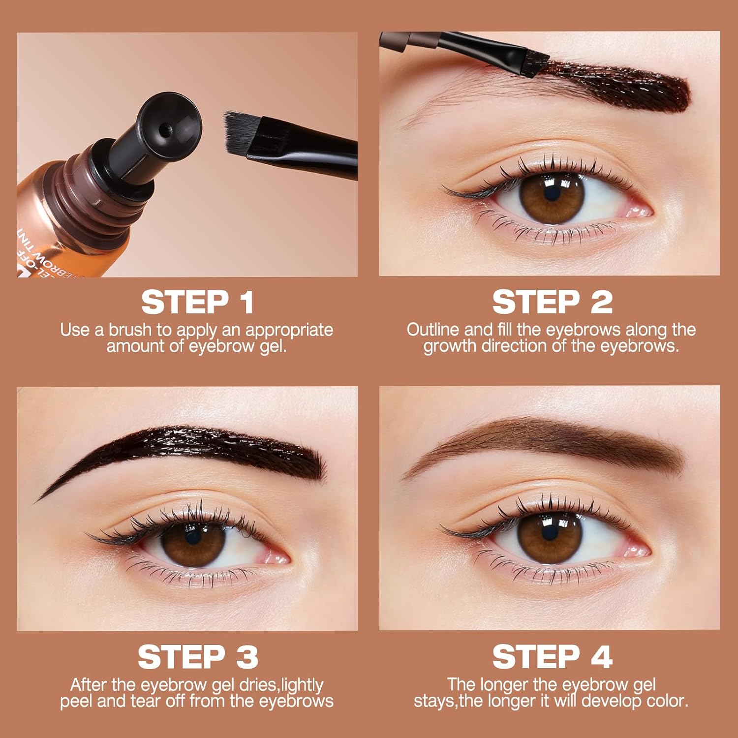 Tattoo Eyebrow Gel Peel Off Tattoo Eyebrow Gel Easy Peel Off,Waterproof Longlasting Peel Off Eye Brow,Tinted Glue,Up to 3 Days Brow Stain.Makeup Gift Set for Women