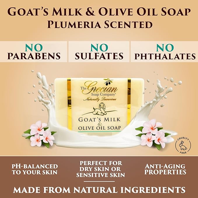 Deluxe Bathtub Gift Set – 6pcs Goat Milk & Olive Oil Skin Care Set, Spa Gifts, Bridal Shower Gifts Gifts for Mom, Birthday Gifts, Plumeria Scent, Handmade in the USA