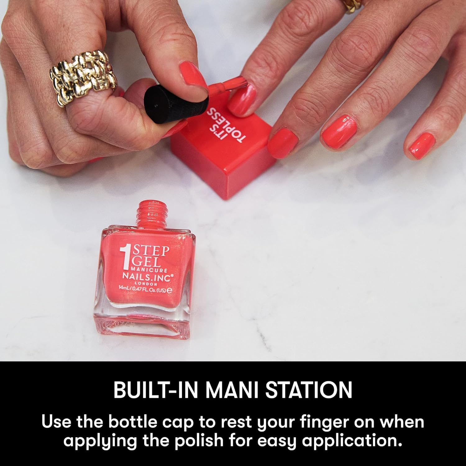 Nails Inc It's Topless Gel-Like Nail Polish, 4-in-1 Base Coat, Treatment, Color & Top Coat, Long Lasting, Strong, Chip Free Nails, Glossy Salon Quality Manicure, Air Dry, Hailey, 0.47 Fl Oz