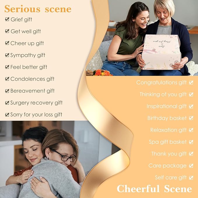 Sympathy Gift Baskets for Women, Care Package for Grieving Friend, Sorry for Your Loss Gift Basket, Get Well Soon Gift Basket for Sick Friends After Surgery Feel Better Gifts Thinking of You Gift